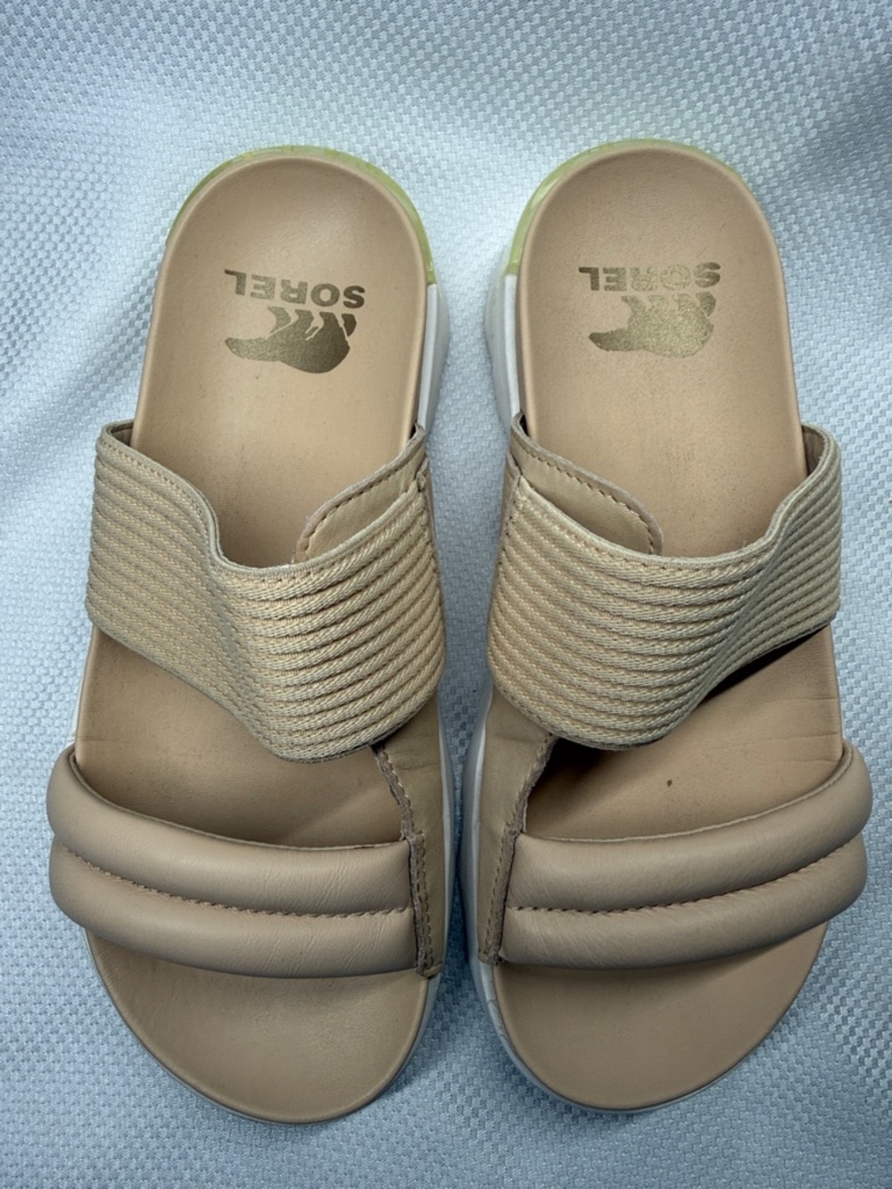 Sorel Beige Slip-On Cushioned Sandals - Size 8